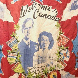 Queen Princess Elizabeth Prince Philip royal Canada tour 1951 silk scarf